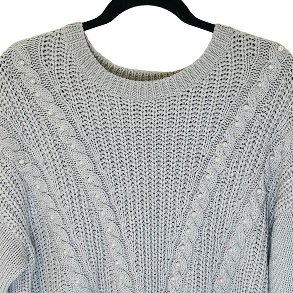 LILY Morgan Light Grey Minimalism Pearl Detail Grandma Core Sweater SZ XL - Picture 10 of 11